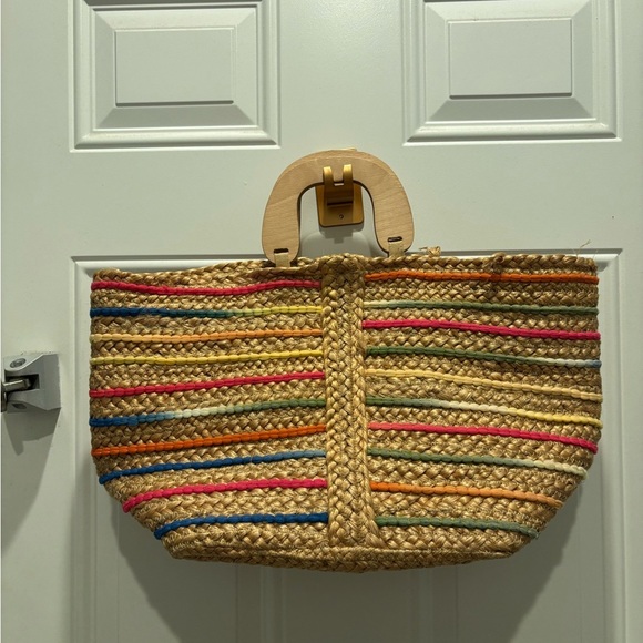 Antik Kraft Jute Rainbow Beach Tote - Picture 1 of 7